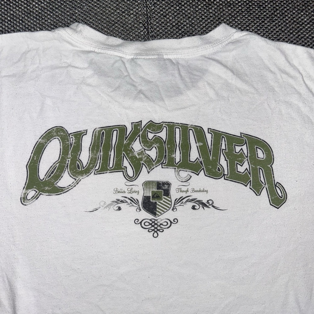 Vintage Y2K Quiksilver White Short Sleeve T Shirt Mens Large Surf Skate 2000s L